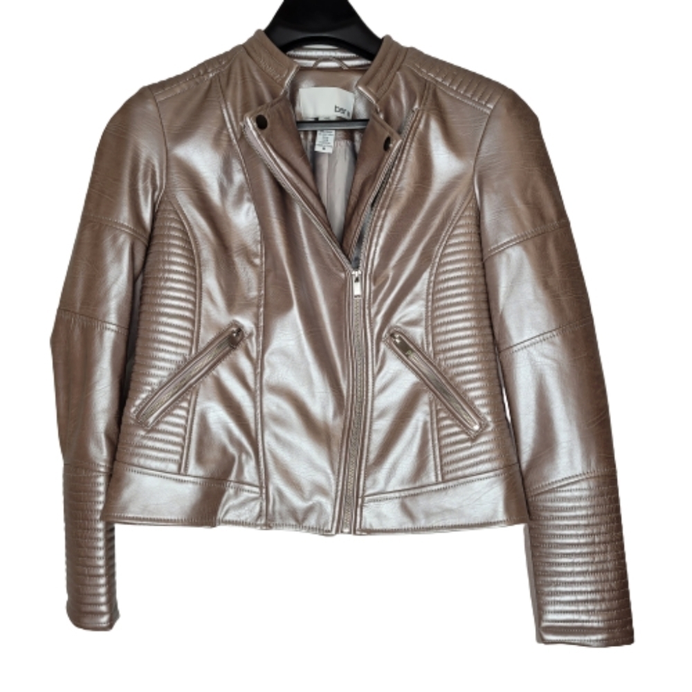 Bar III Rose Gold Quilted Moto Jacket - Picture 3 of 16